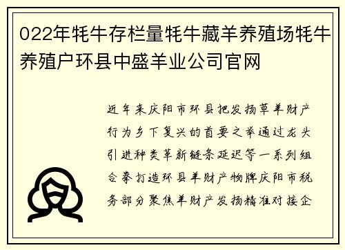 022年牦牛存栏量牦牛藏羊养殖场牦牛养殖户环县中盛羊业公司官网